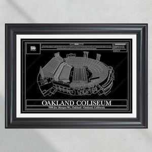 Estadio Oakland Coliseum de Oakland Raiders de Las Vegas Plano de fútbol Impresión