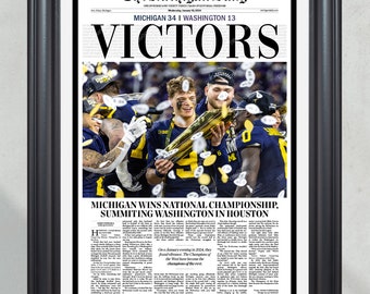 2024 Michigan Wolverines National Championship 'VICTORS' - Michigan Daily Commemorative Framed Print