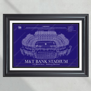 Baltimore Ravens M&T Stadium Blueprint Football Print