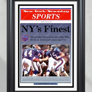 1991 New York Giants Super Bowl XXV Champions &#39;NY&#39;s Finest&#39; - Framed Front Page Newspaper