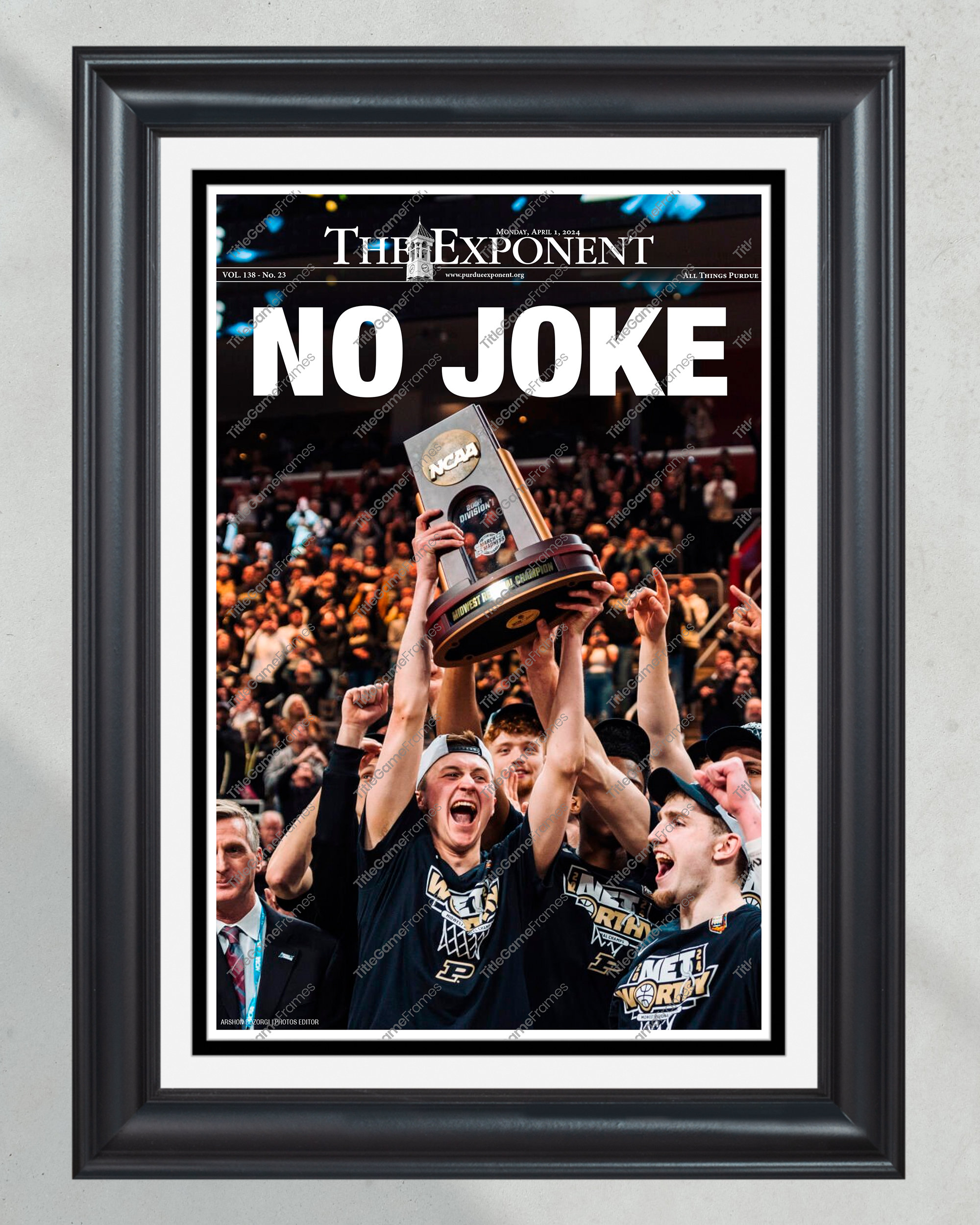 2024 Purdue Boilermakers: Regional Champions Final Four 'NO JOKE' Framed Newspaper PT61006