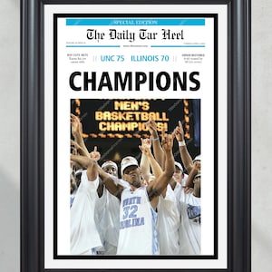 2005 North Carolina Tar Heels NCAA College Basketball Champions Framed Front Page Newspaper Print