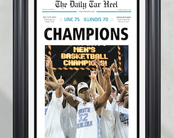 2005 North Carolina Tar Heels NCAA College Basketball Champions Framed Front Page Newspaper Print