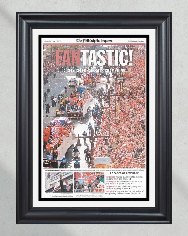 2008 Philadelphia Phillies Parade World Series Champions Framed Front Page Newspaper Print PT60423