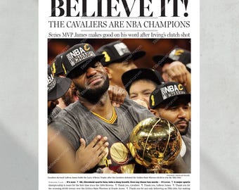2016 Cleveland Cavaliers Cavs NBA Championship Framed Newspaper