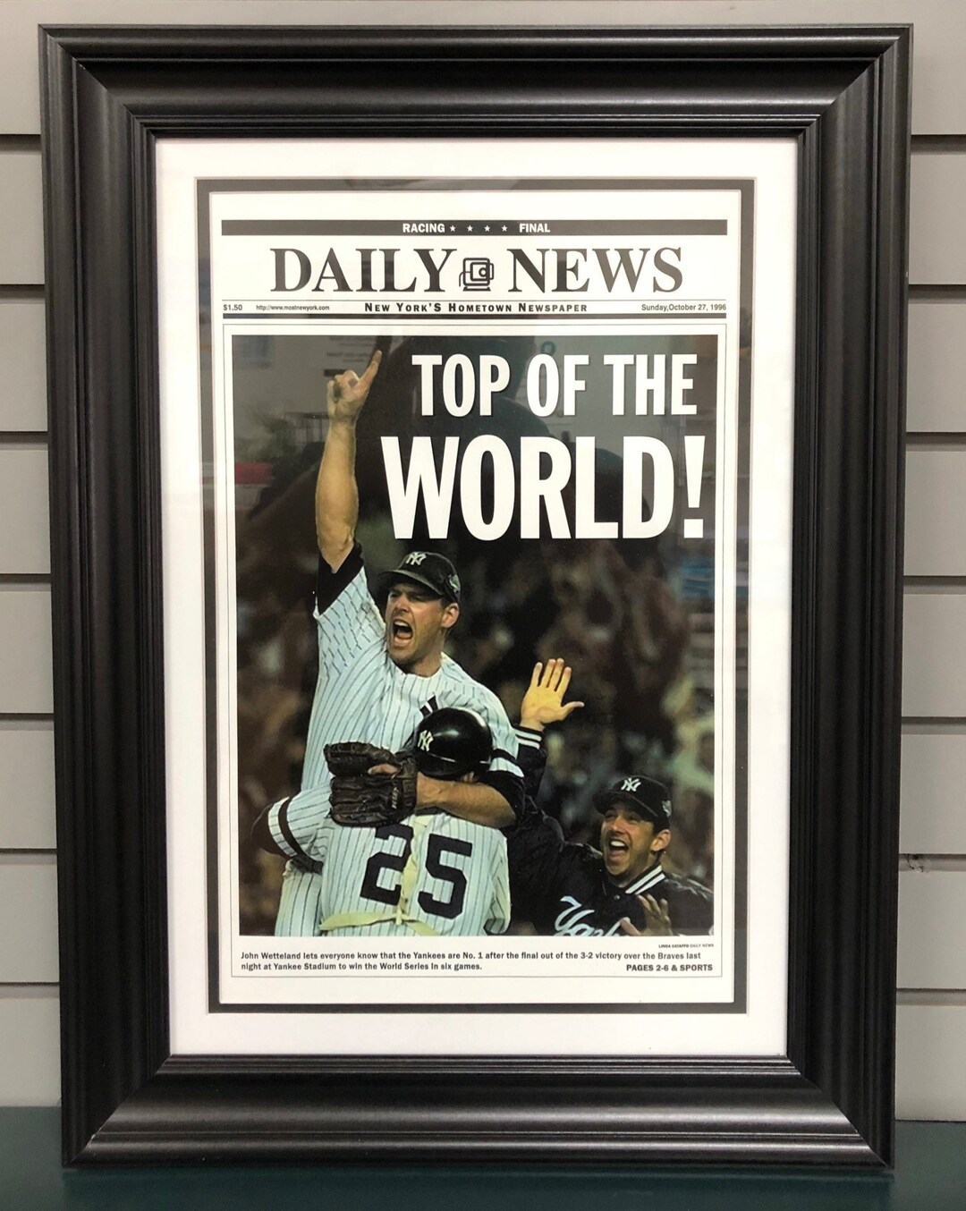 Derek Jeter Custom Framed Yankees Jersey Display with (2) Official 1996 &  1998 World Series Pins