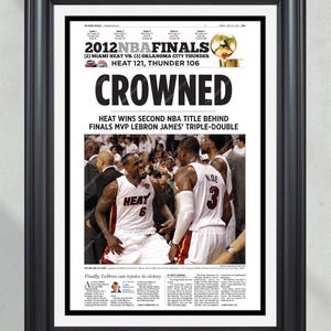 2012 Miami Heat NBA Champion Framed Front Page Newspaper - &#39;CROWNED&#39;