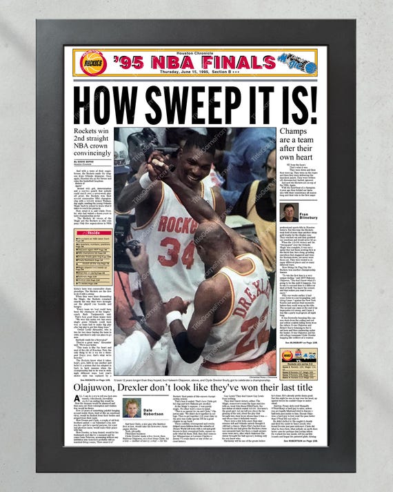 1995 Houston Rockets 'how Sweep is It' NBA Champions Framed Front
