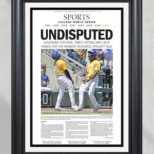 2025 LSU Tigers &quot;UNDISPUTED&quot; College World Series Champions Sports Edition Newspaper