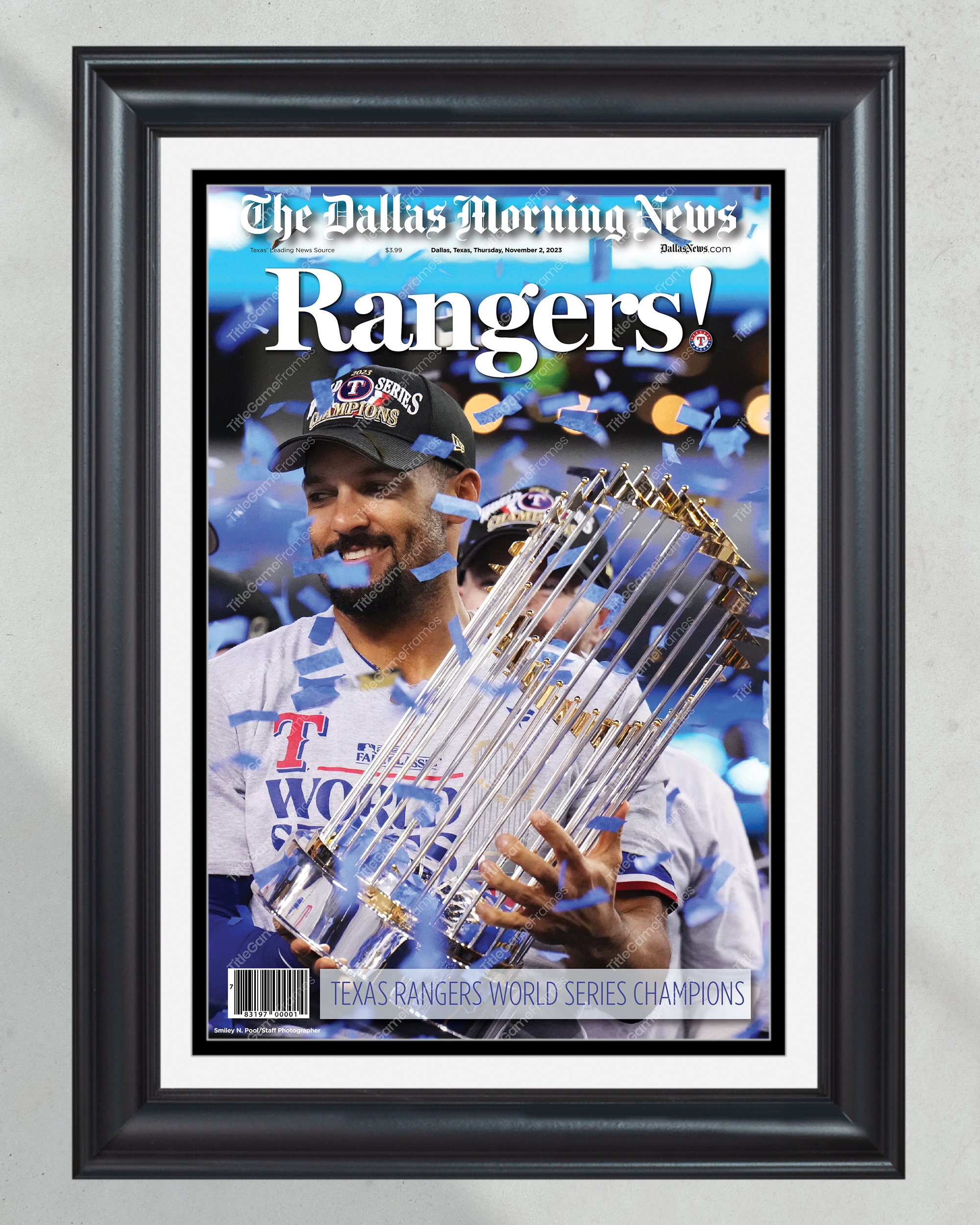 2023 Texas Rangers World Series Champions: 'RANGERS!' - Framed Front Page Newspaper PT60223