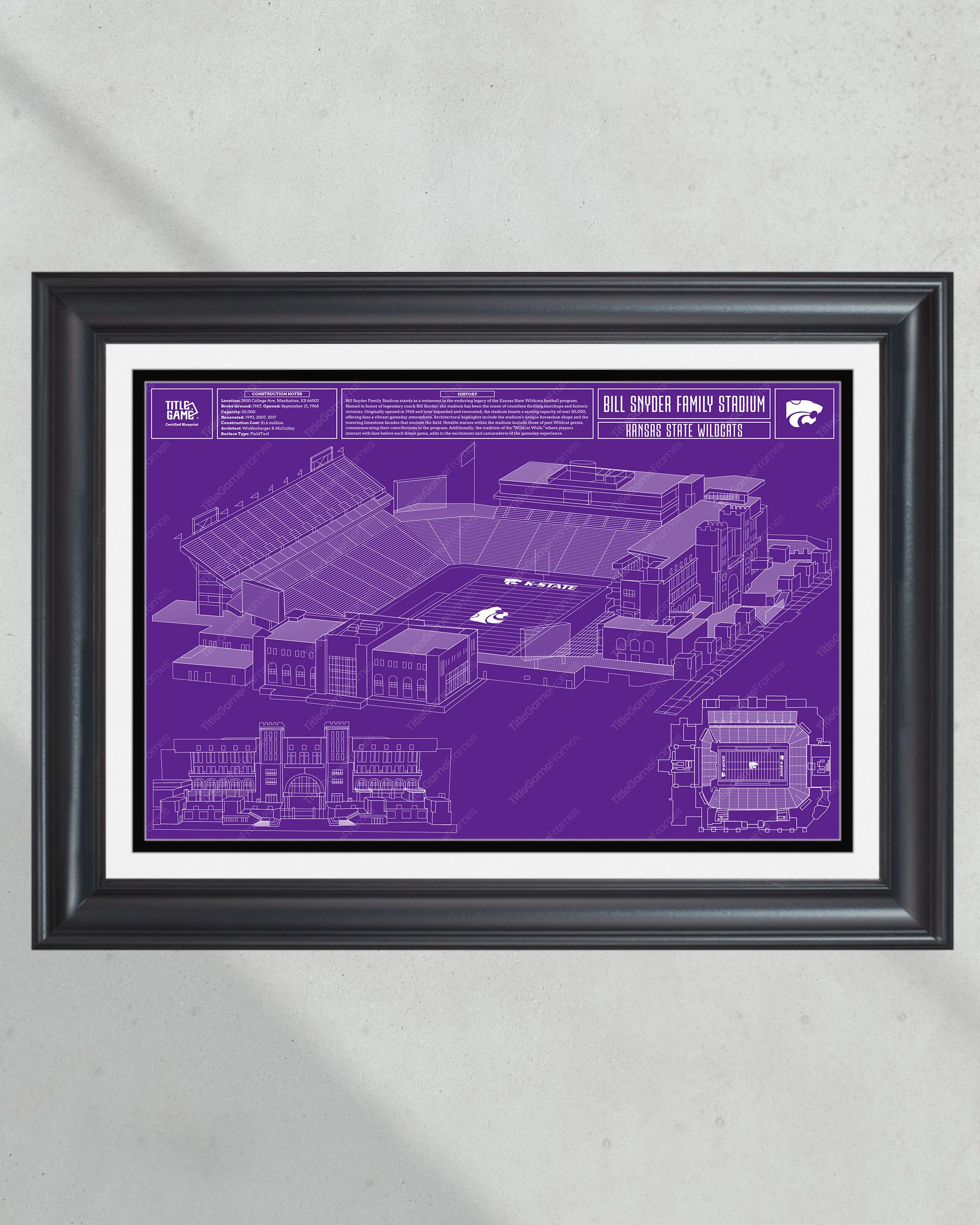 Kansas State Wildcats Bill Snyder Family Stadium Blueprint: College Football Wall Art PT60754