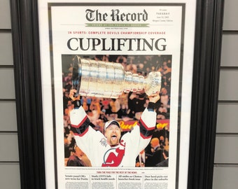 2003 NJ Devils Stanley Cup Champions Framed Newspaper Front Page Print