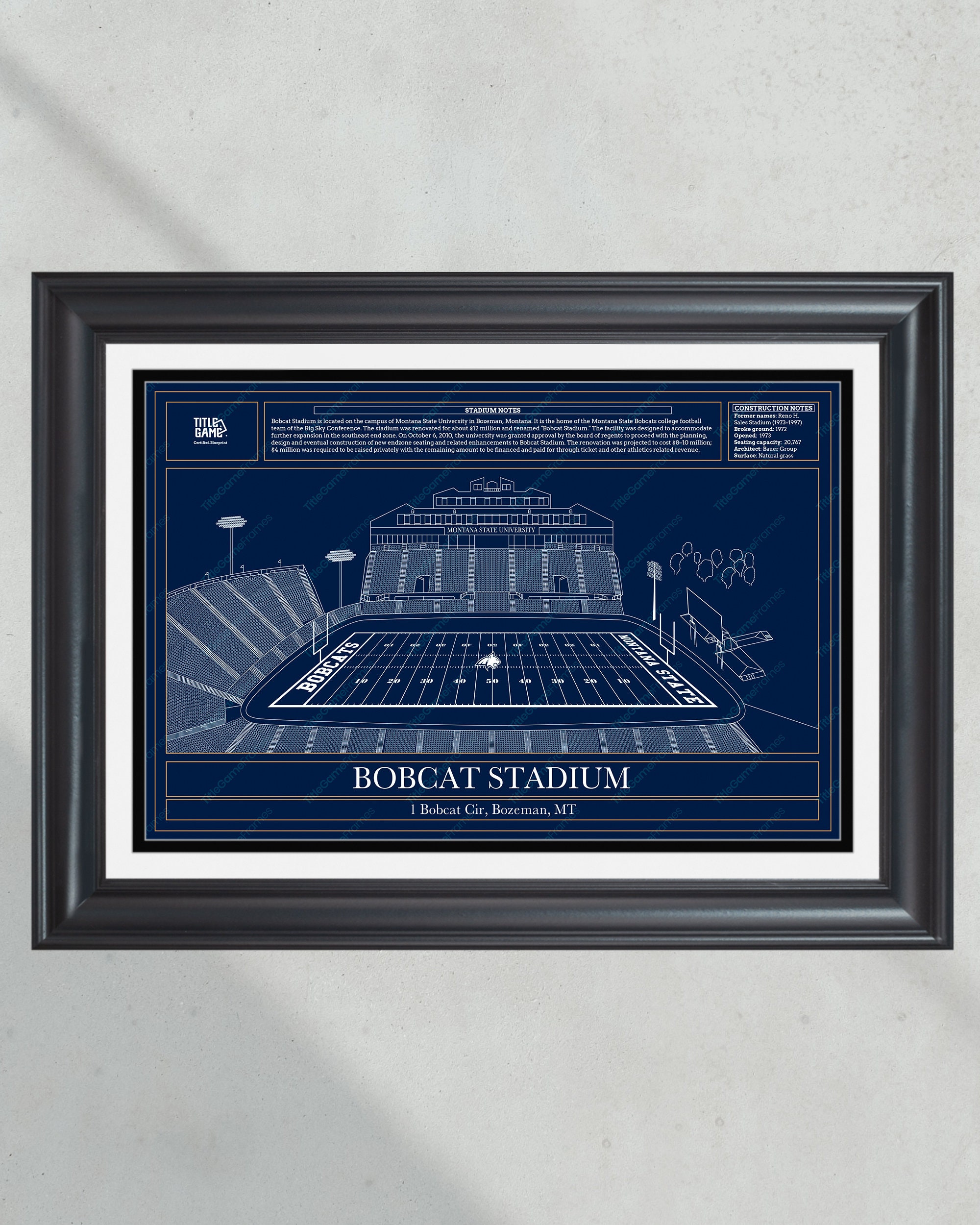 Montana State University Bozeman Bobcat Stadium Football Blueprint PT60724
