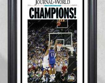 2008 Kansas Jayhawks NCAA College Basketball Champions Oprawiona pierwsza strona gazety Druk Mario Chalmers