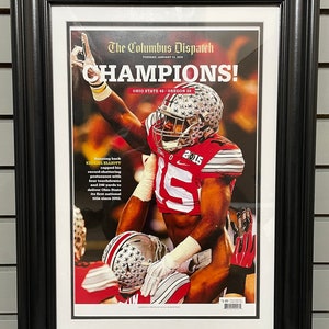 2014 Ohio State Buckeyes NCAA College Football National Champions Framed Front Page Newspaper Print