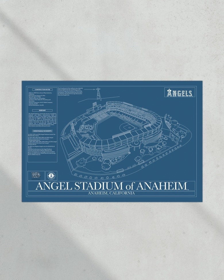 Angel Stadium Anaheim Angels Stadium Ballpark Blueprint Etsy