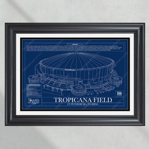 Tampa Bay Rays Tropicana Field Stadium Ballpark Blueprint Baseball Wall Art