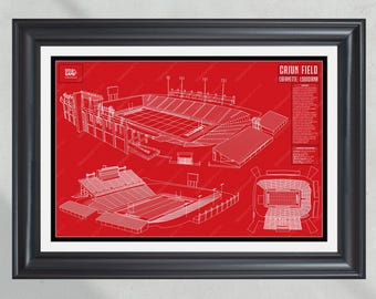 Louisiana Ragin' Cajuns Cajun Field Stadium blauwdruk print