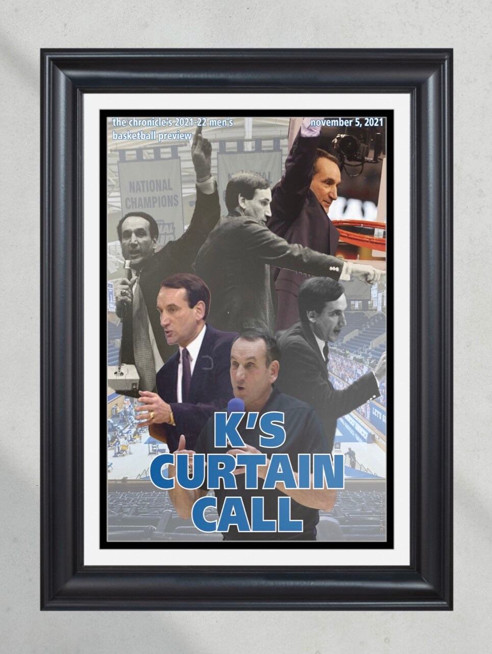 2022 Duke Blue Devils Coach K Farewell Tour Framed Front Page Newspaper Print PT60776