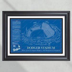 Dodger Stadium Los Angeles Dodgers Stadium Ballpark Blueprint Baseball Wall Art