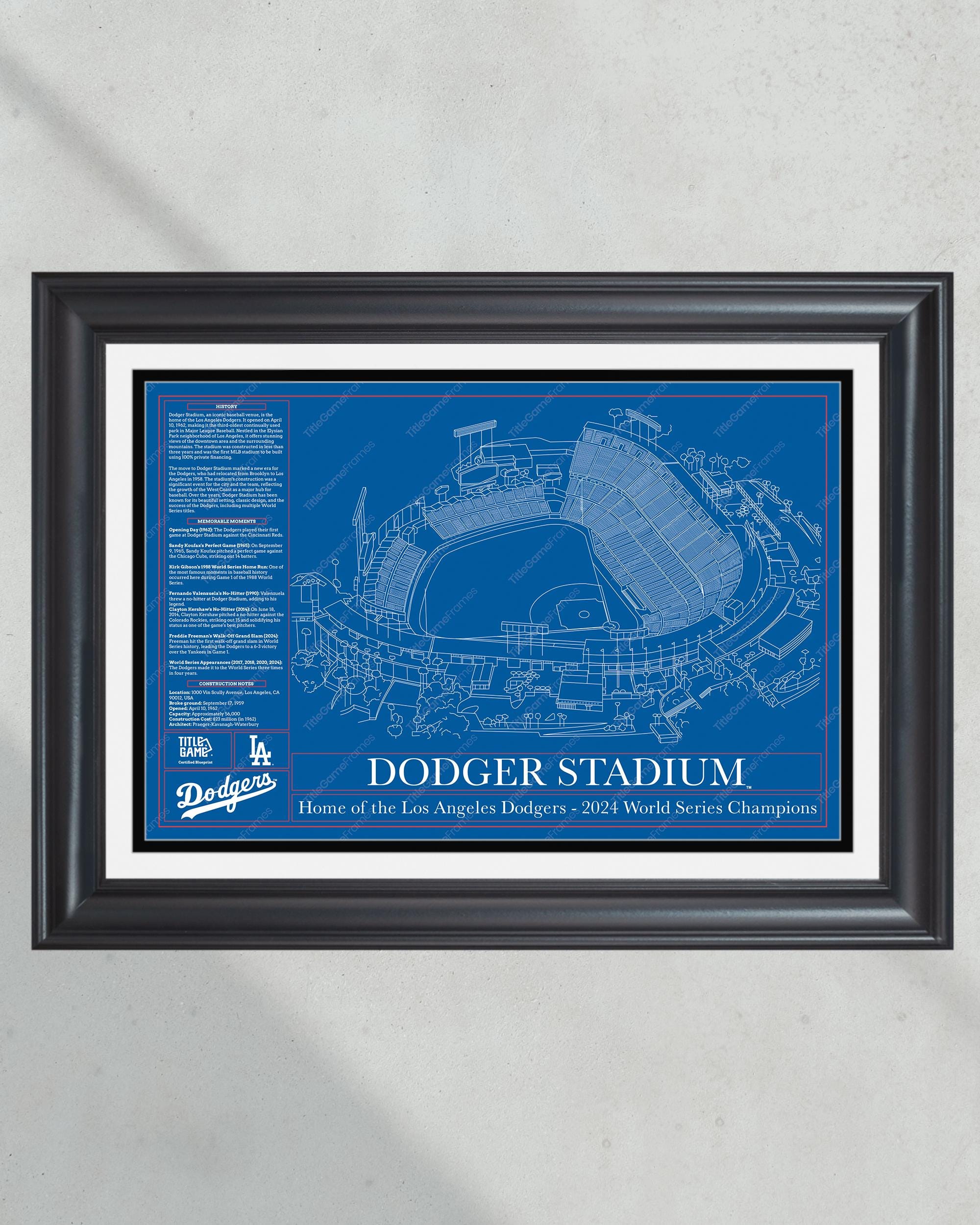 Dodger Stadium Los Angeles Dodgers Stadium Ballpark Blueprint Baseball Wall Art PT60274