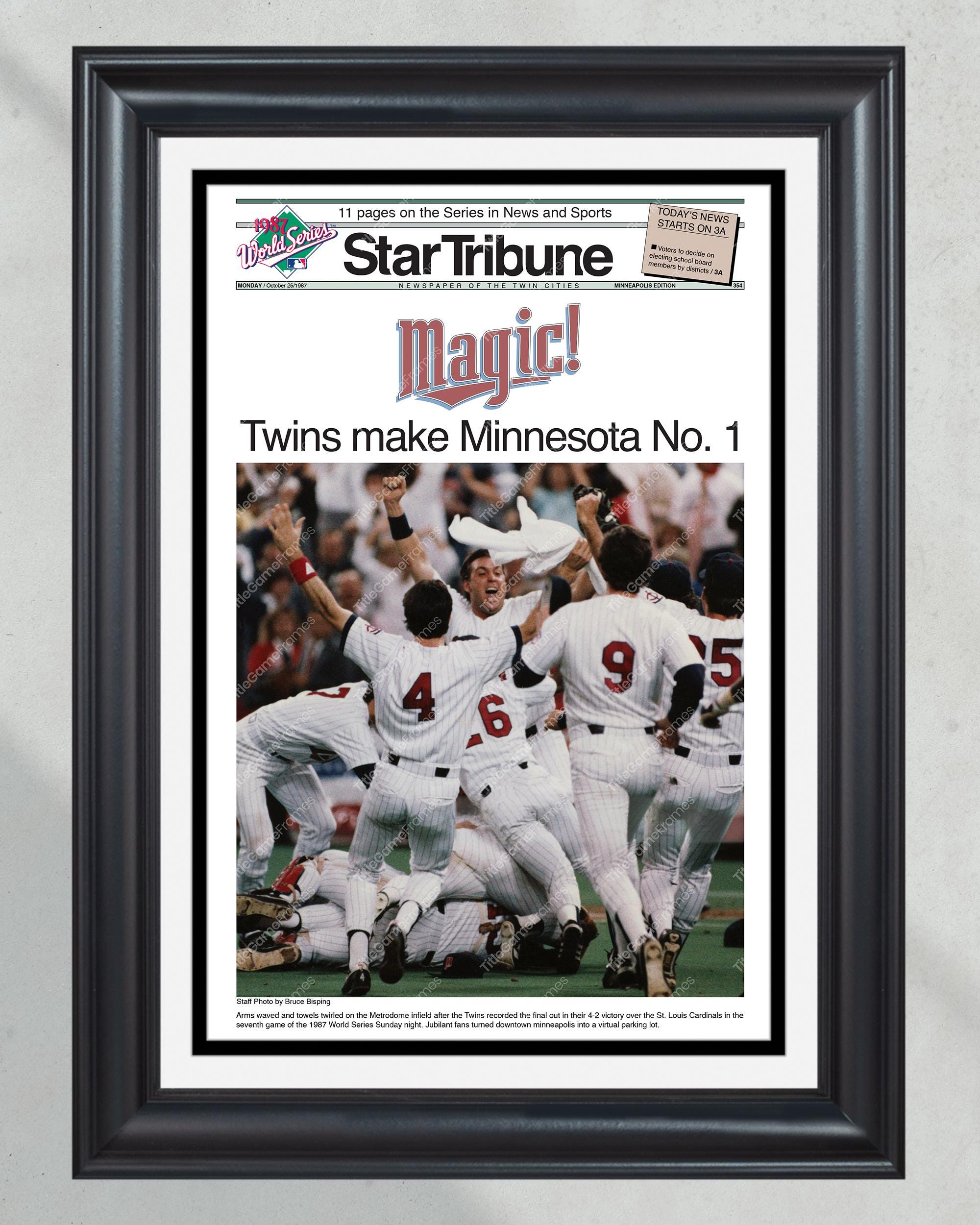 1987 Minnesota Twins World Series Champions Framed Front Page Newspaper Print PT60278