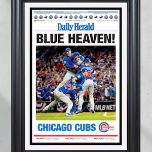2016 Chicago Cubs &#39;BLUE HEAVEN!&#39; World Series Champions Framed Newspaper