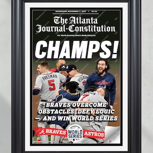 2021 Atlanta Braves World Series Champions Framed Front Page Newspaper Print “Champs”