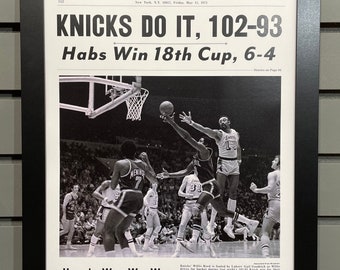 1973 New York Knicks NBA Champion Framed Front Page Newspaper 