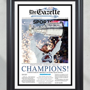 2022 Colorado Avalanche Stanley Cup 'Champions' Framed Front Page Newspaper Print