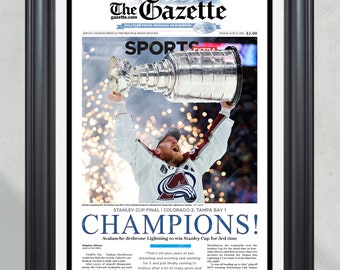 2022 Colorado Avalanche Stanley Cup 'Champions' Framed Front Page Newspaper Print
