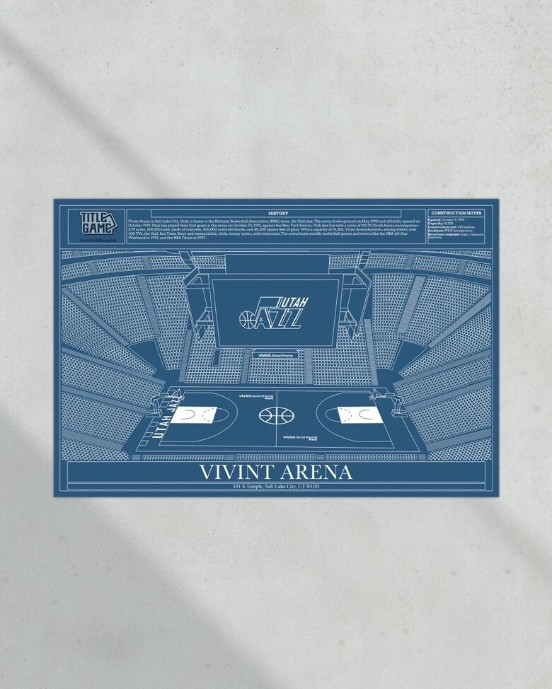 Utah Jazz Vivint Arena NBA Basketball Stadium Blueprint -  Israel