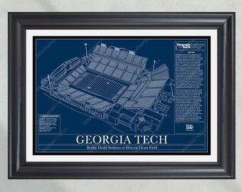 Georgia Tech Yellow Jackets Bobby Dodd Football Stadium Blueprint