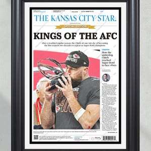 2024 Kansas City Chiefs “Kings Of The AFC” Champions Framed Commemorative Newspaper