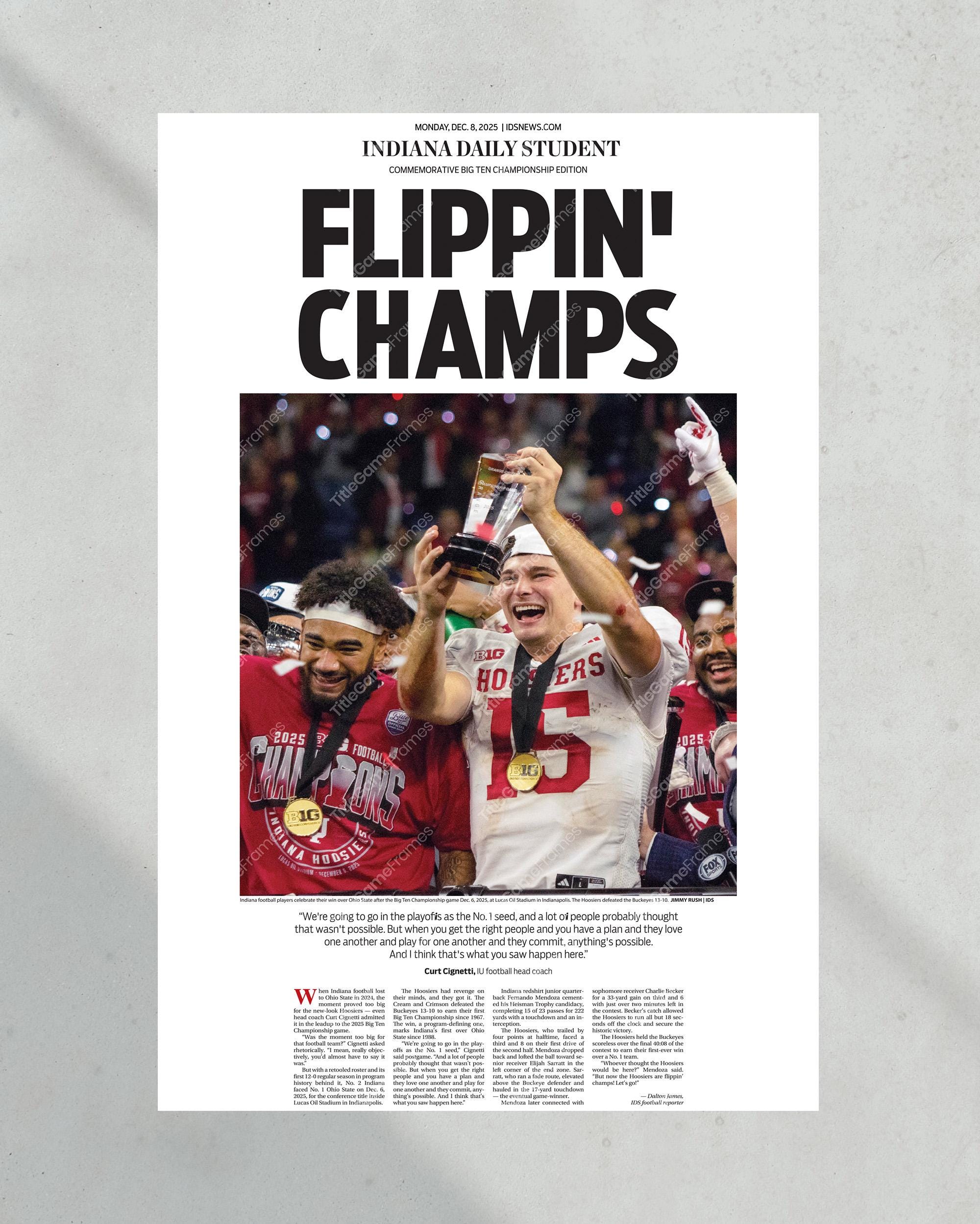Discover 2025 Indiana Football Flippin Champs Big Ten Champions Poster