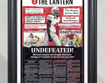 2025 Ohio State "ONVERSLAGEN!" Win Over Michigan ingelijste krant