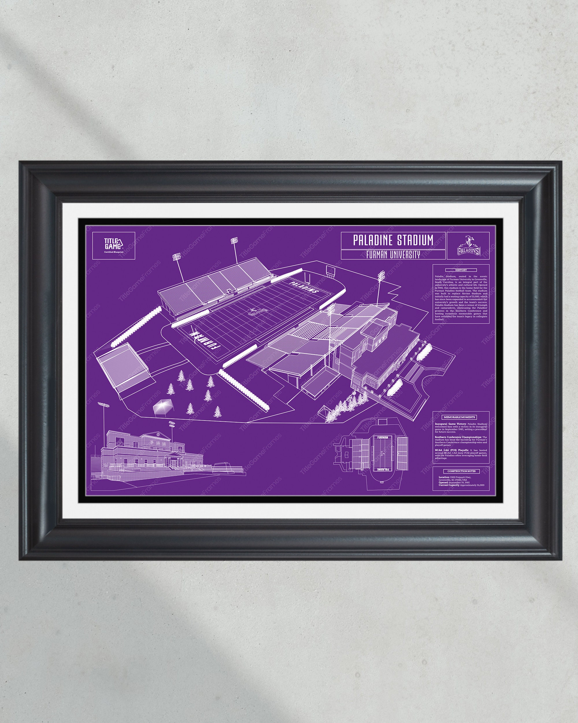Furman University Paladin Stadium Football Blueprint PT60663