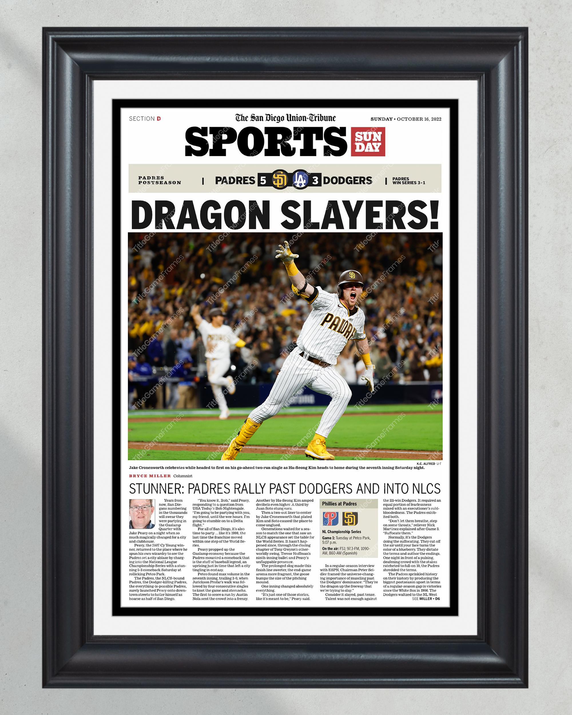 2022 San Diego Padres NLDS Champions "Dragon Slayers!" Framed Newspaper PT60673