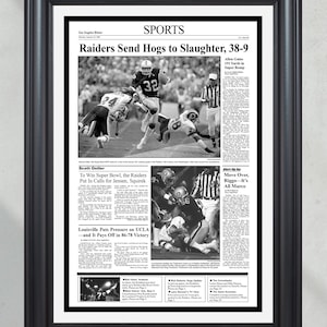 1984 Los Angeles Raiders Super Bowl XVIII Champions Framed Front Page Newspaper Print