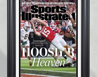 Ingelijste krant uit de Indiana Football "Hoosier Heaven" Mendoza Touchdown Championship Edition 2026 tegen Miami