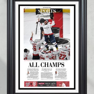 2018 Washington Capitals &quot;All Champs&quot; Stanley Cup Champions Framed Front Page Newspaper Print