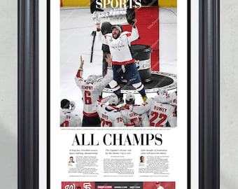 2018 Washington Capitals "All Champs" Stanley Cup Champions Framed Front Page Newspaper Print