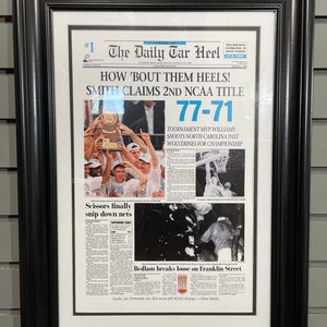 1993 North Carolina Tar Heels NCAA College Basketball Champions Framed Front Page Newspaper Print image 1