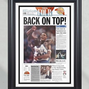 1996 Kentucky Wildcats NCAA College Basketball Champions Framed Front Page Newspaper Print