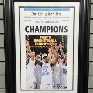 2005 North Carolina Tar Heels NCAA College Basketball Champions Framed Front Page Newspaper Print