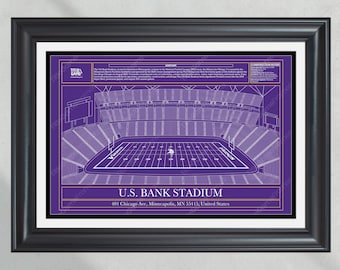 Minnesota Vikings US Bank Stadium Blueprint Football Print