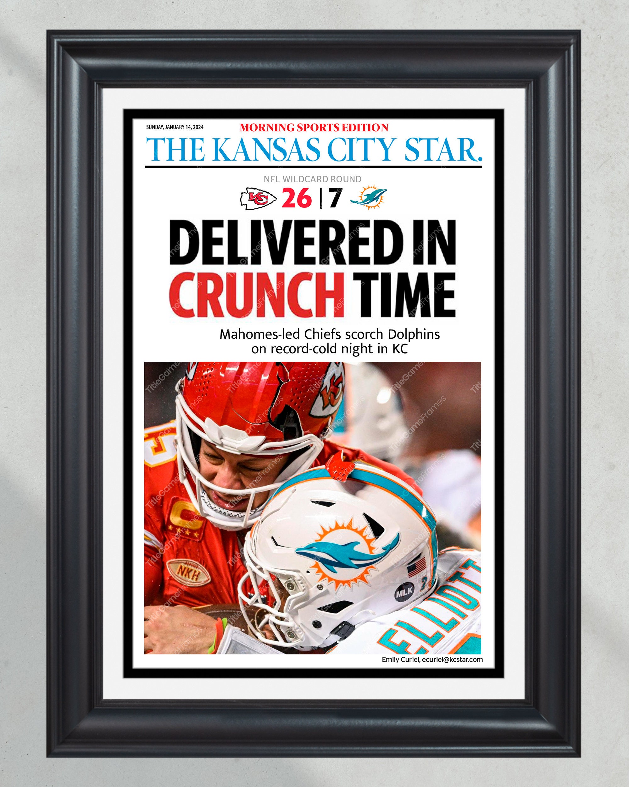 2024 Kansas City Chiefs "Delivered in Crunch Time" AFC Champions Framed Commemorative Print PT61047