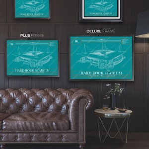 Miami Dolphins Hard Rock Stadium Blueprint Football Print image 9