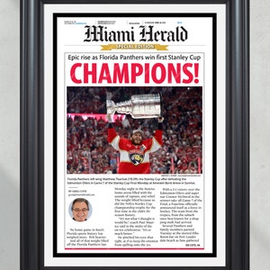 2024 Florida Panthers Stanley Cup &#39;CHAMPIONS!&#39; Framed Special Edition Newspaper