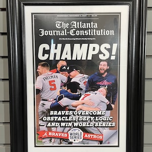 2021 Atlanta Braves World Series Meister eingerahmt Titelseite Zeitungsdruck “Champs”